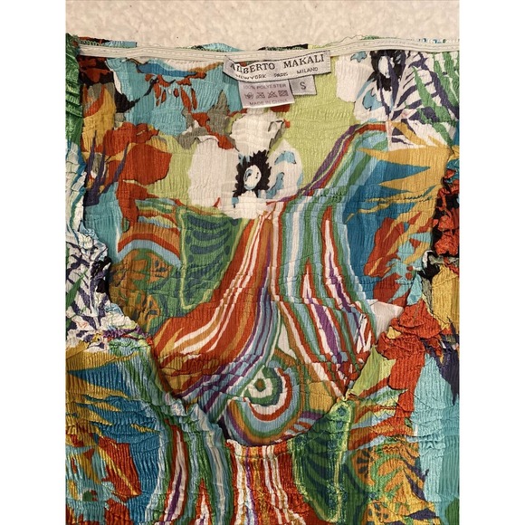alberto makali top small Multi Colored Floral Stretch Blouse Long Sleeve - Picture 3 of 9